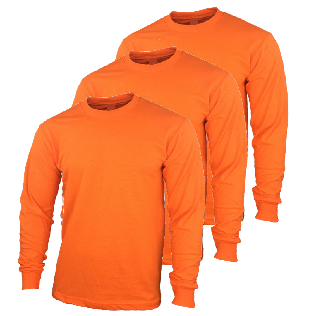 SuNi Apparel Safety High Visibility Long Sleeve Construction Work Shirts Pack for Men (3 pack)