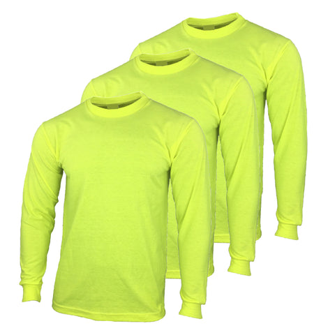 SuNi Apparel Safety High Visibility Long Sleeve Construction Work Shirts Pack for Men (3 pack)