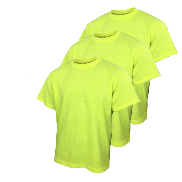 SuNi Apparel Safety T Shirts for Men with High Visibility Work Shirts (3 pack)